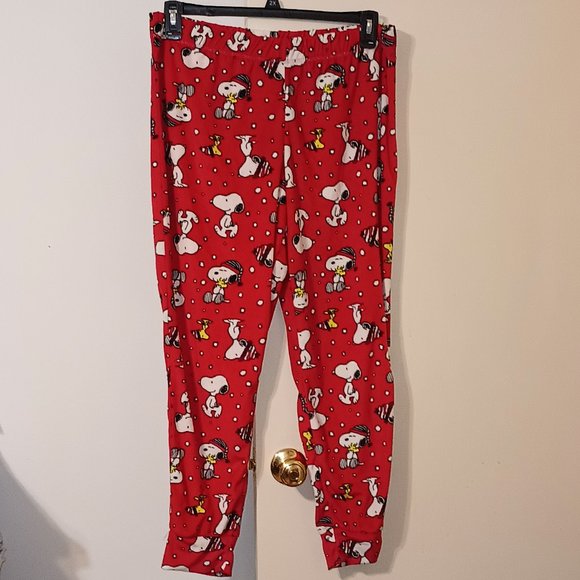 Preloved Peanuts Snoopy and Woodstock Silky Stretch PJ Pants (Size: Large) - Picture 3 of 5